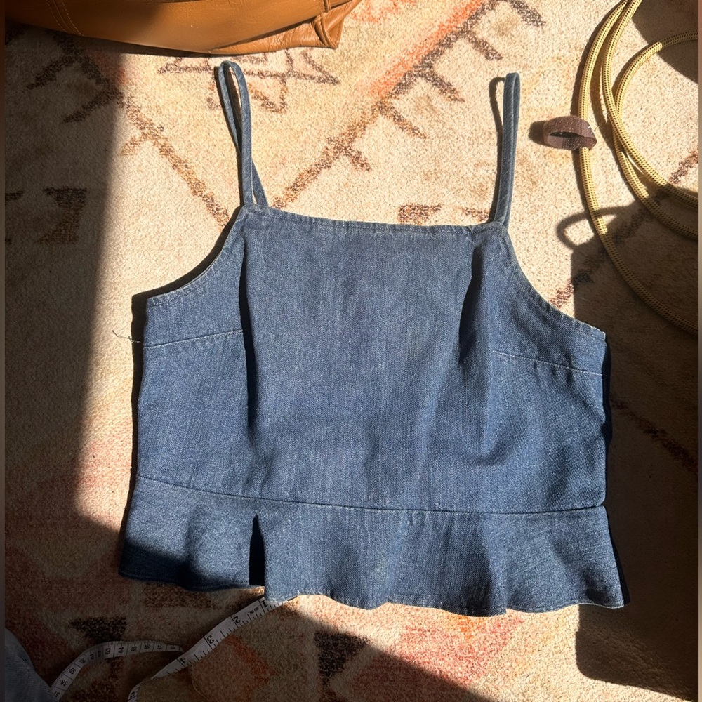American Eagle Blue Denim Crop Top